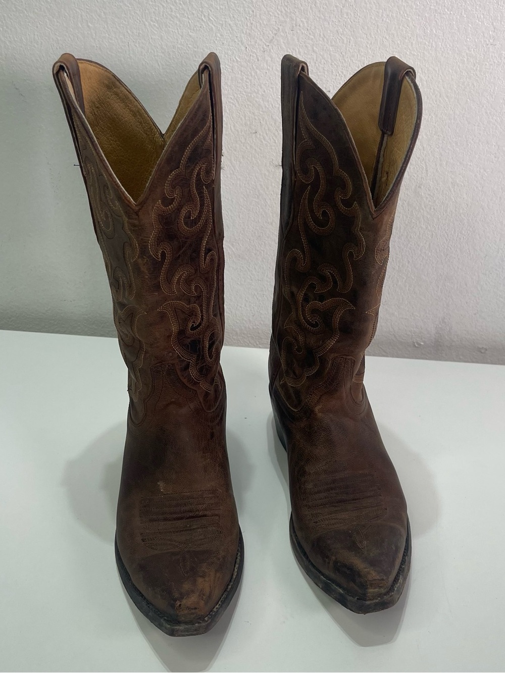 Cavenders Western Boots Women's 7 B Brown Leather Snip Toe Cowgirl Festival - Picture 2 of 9